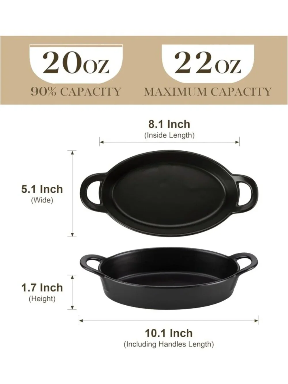 Ceramic Oval Casserole Baking Dishes Set of 4 - 8